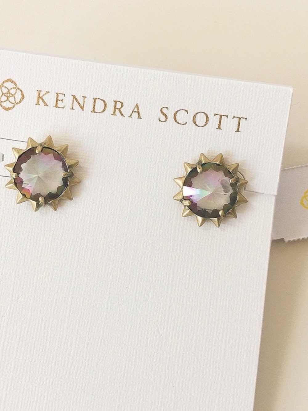 Kendra Scott Clear Plastic Back Stud Earrings - Gold Posts